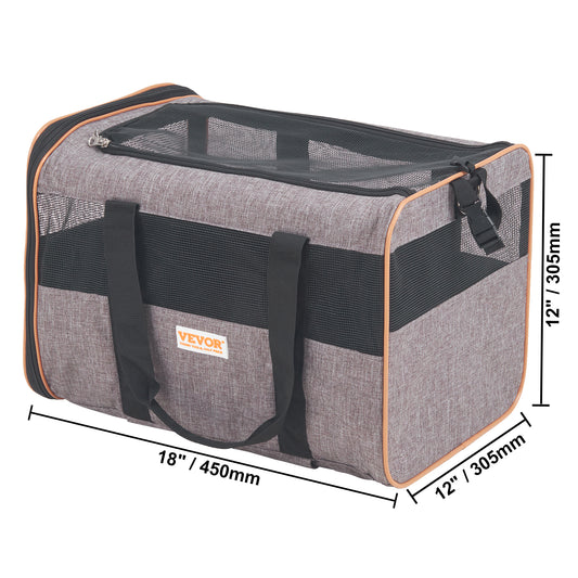 Rolling pet carrier with wheels, grey