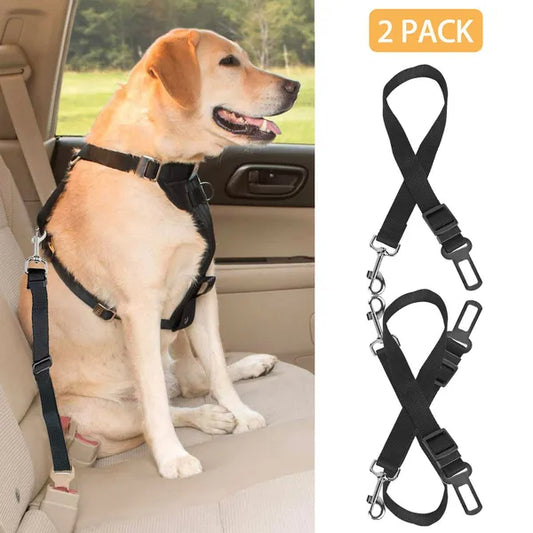 Pet car seat belt leash, black, 2-pack